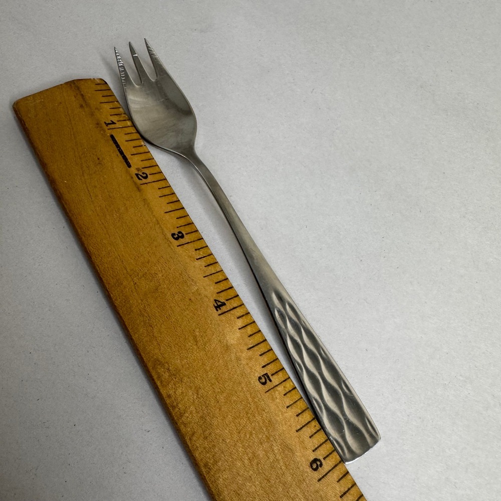 WMF Cromargen Germany Cocktail Fork‎ MCM Hammered Finish Stainless Steel 6 Inch
